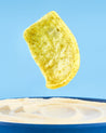 Sea Salt Puffed Kelp Chips - Chip being dipped