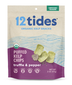 Truffle & Pepper Puffed Kelp Chips - front of bag