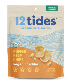 Vegan Cheddar Puffed Kelp Chips - front of bag