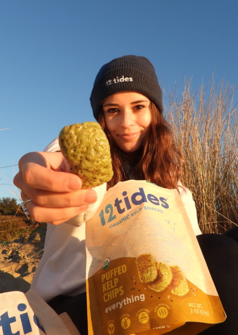 Bella Zandona with our everything-flavored puffed kelp chips