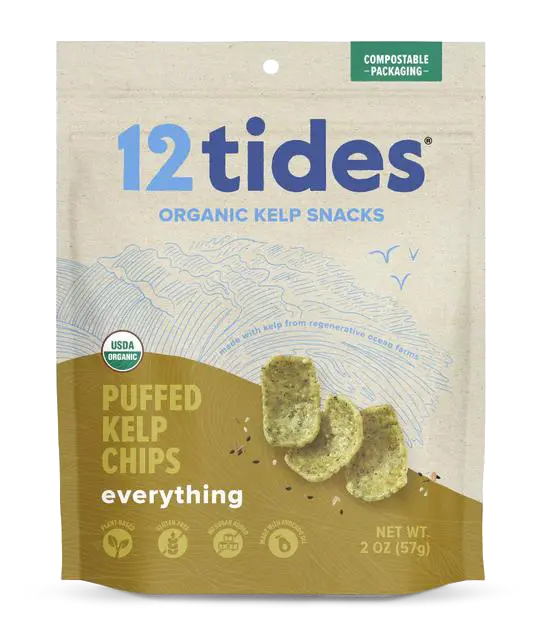 Everything Flavored Puffed Kelp Chips - Front of bag