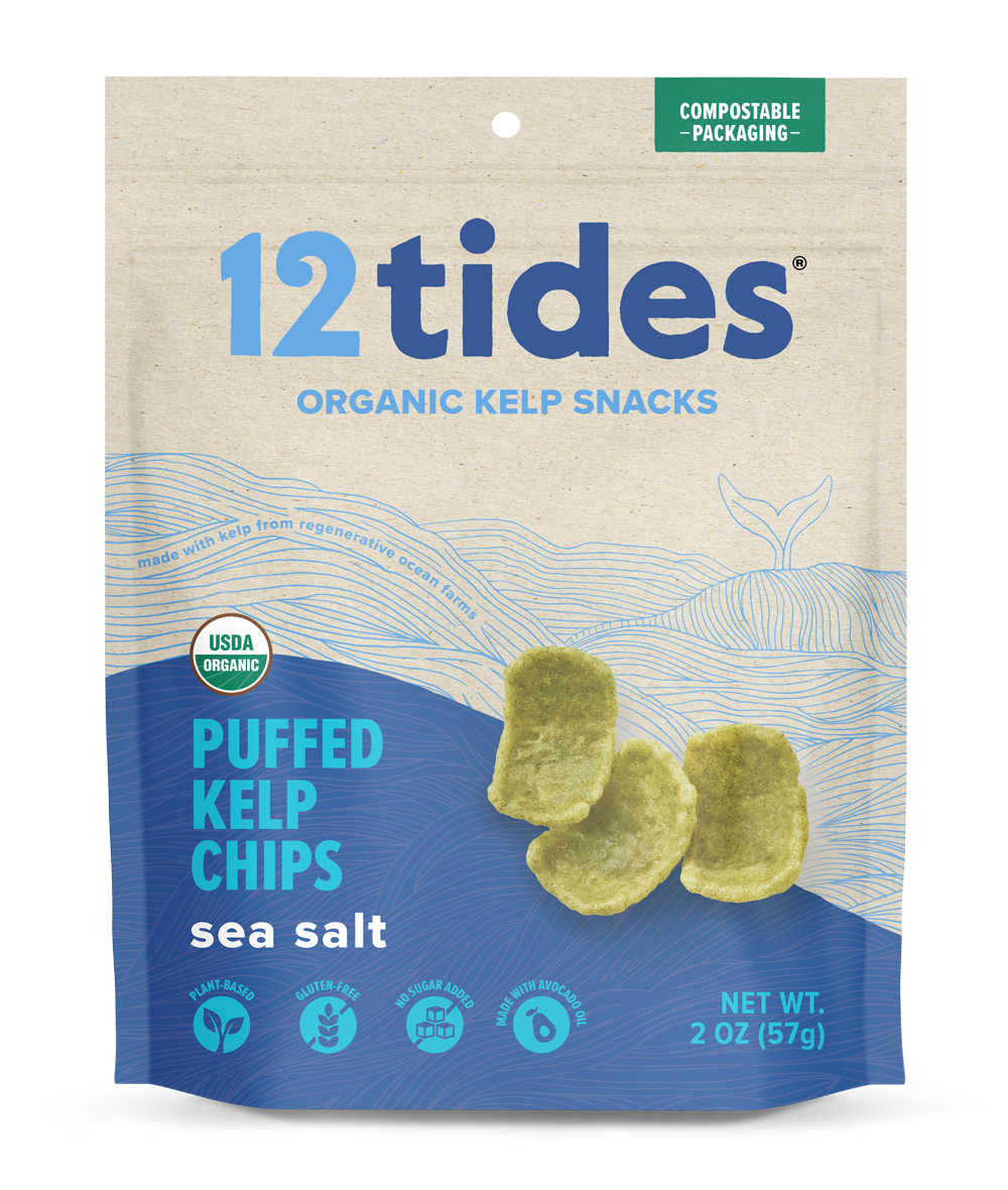 Sea Salt Puffed Kelp Chips - Front of bag