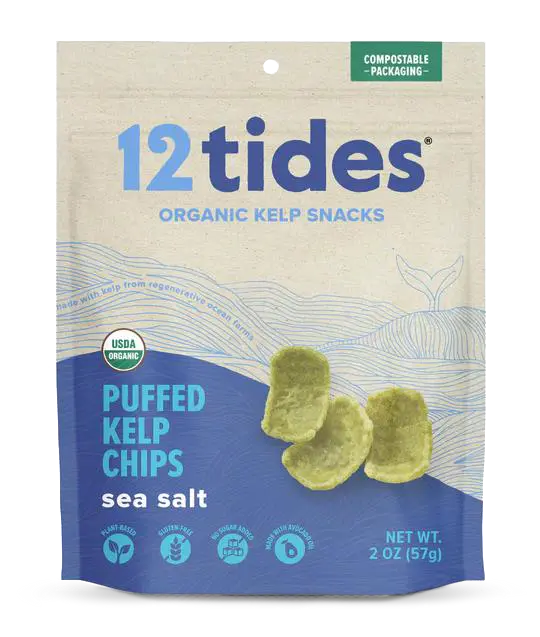 Sea Salt Puffed Kelp Chips - front of bag