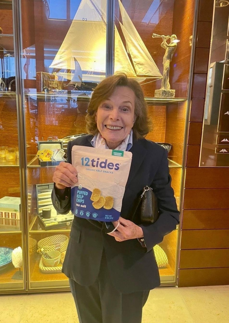 Sylvia Earle with our sea salt puffed kelp chips